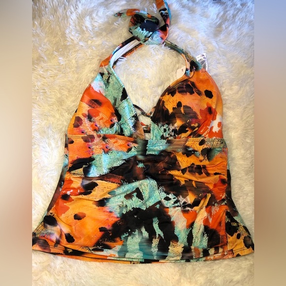 VENUS Orange and Green Halter Tie Front Tankini size 16 - Picture 12 of 12